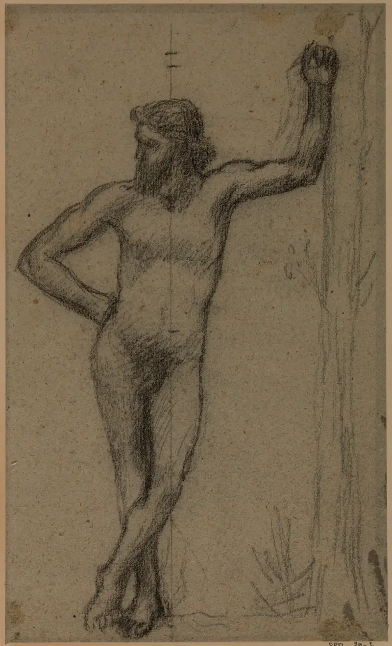 Stående man framifrån, lutad mot ett träd av Pierre Puvis de Chavannes