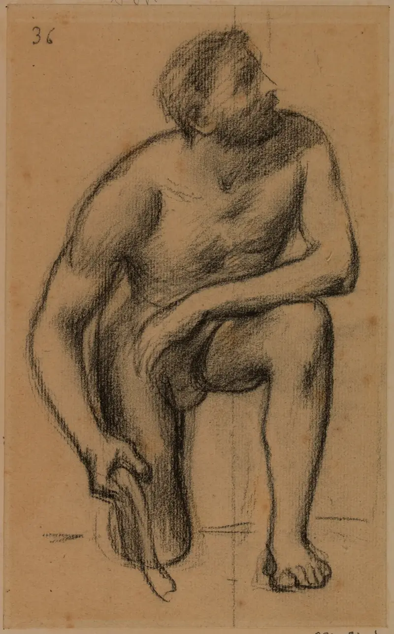Man, höger knä på marken av Pierre Puvis de Chavannes