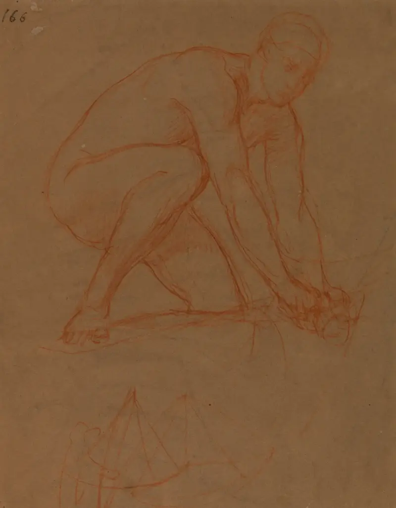 Sittande man och skiss av en rödspätta av Pierre Puvis de Chavannes