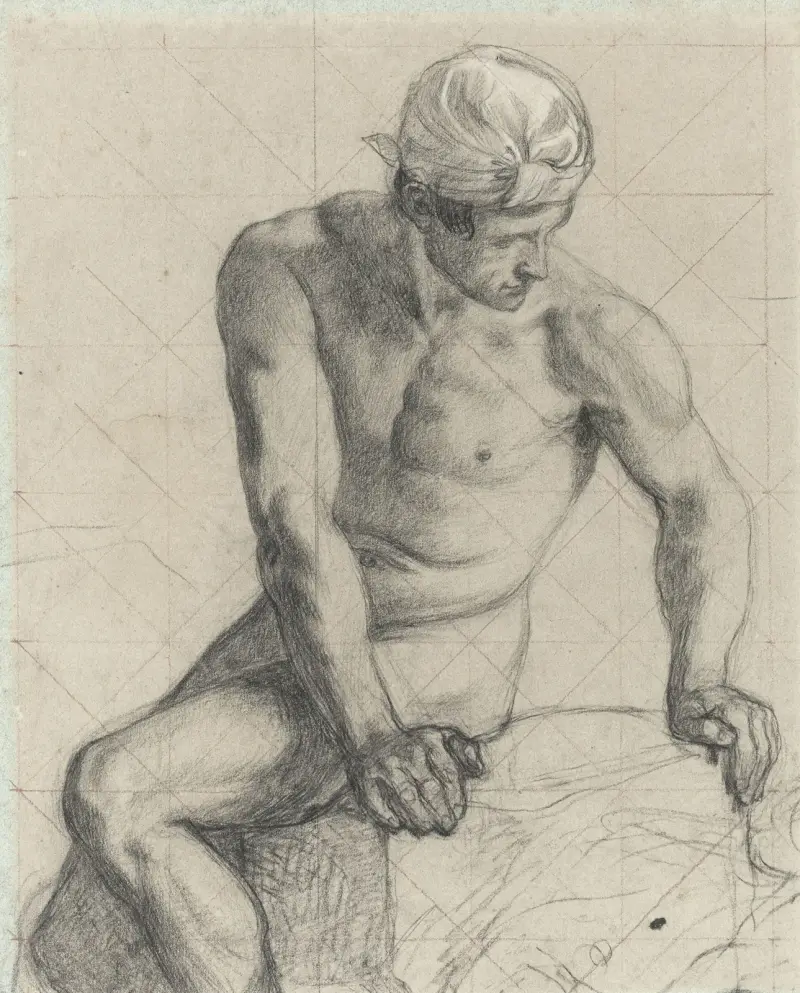 Sittande man med turban av Pierre Puvis de Chavannes