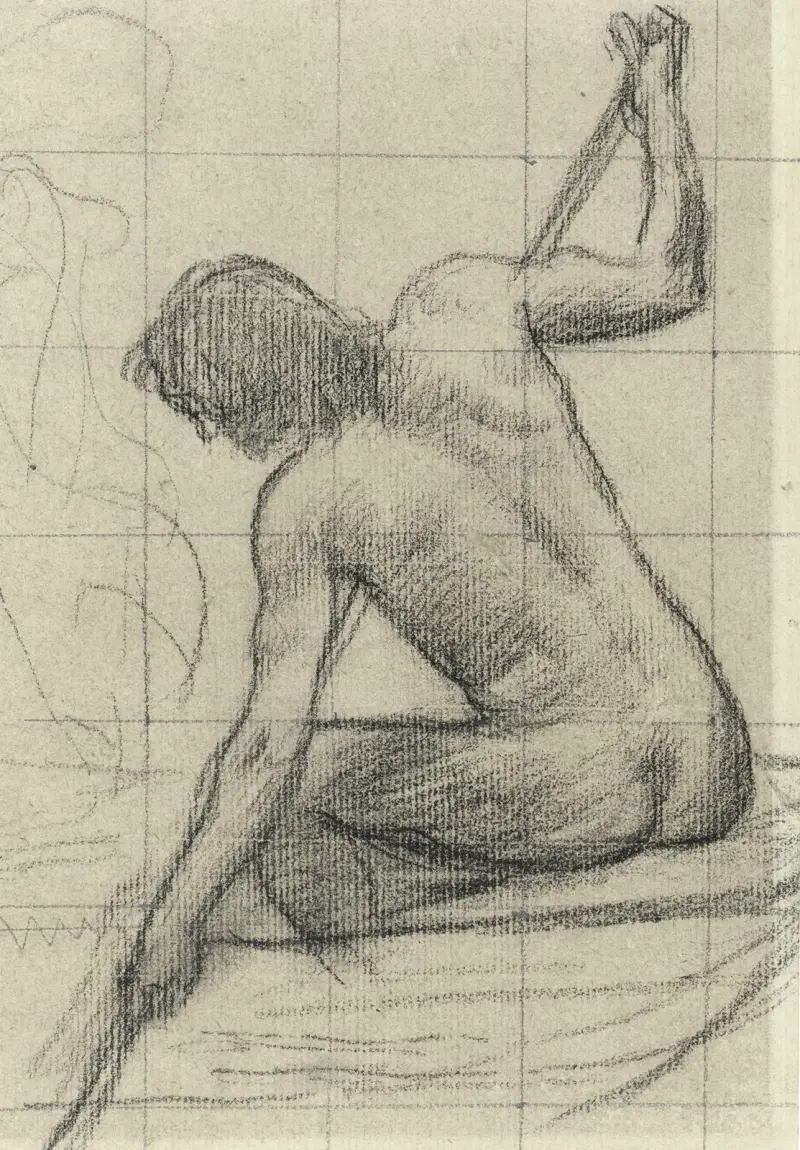 Sittande man sedd bakifrån med en stav av Pierre Puvis de Chavannes