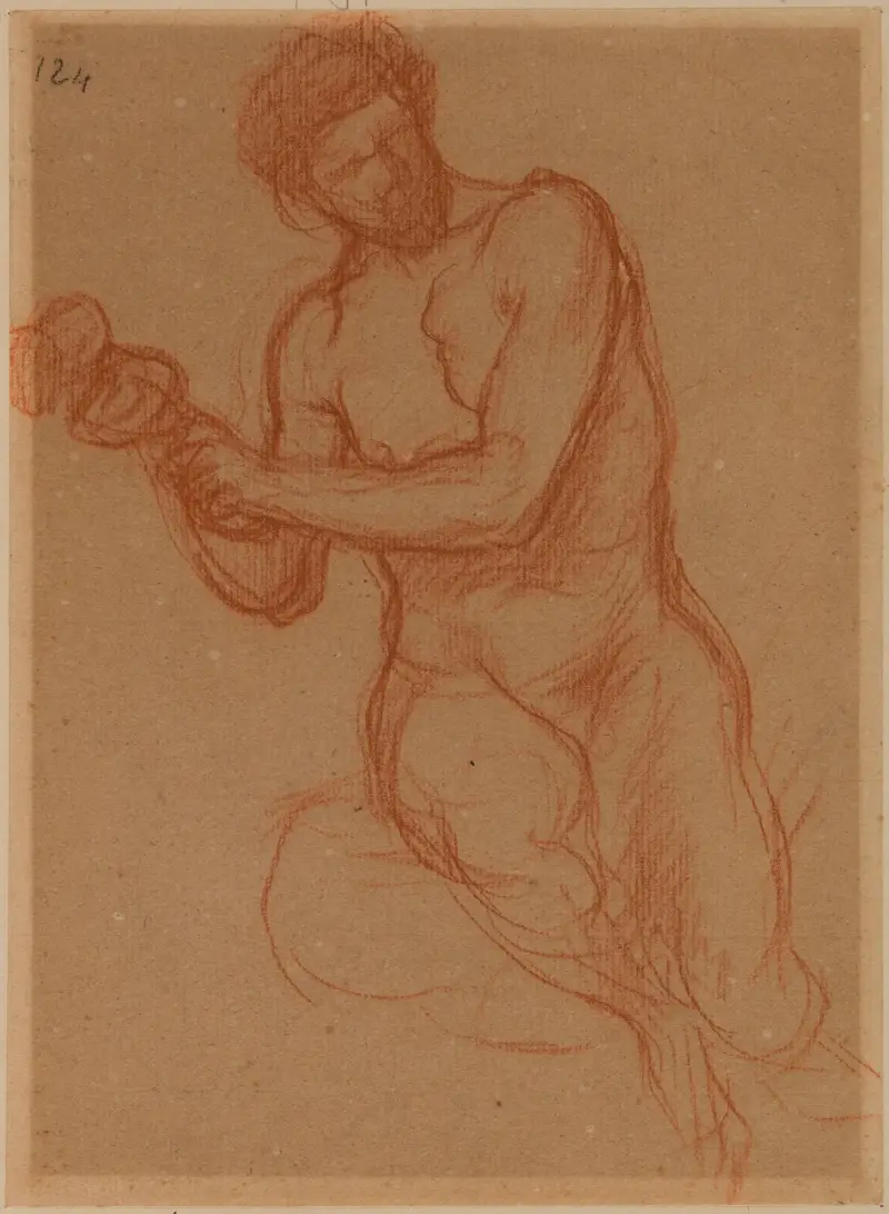 Sittande man, framifrån av Pierre Puvis de Chavannes