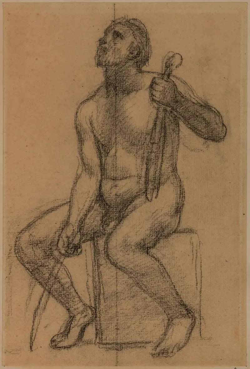 Sittande man med fiol och stråke av Pierre Puvis de Chavannes