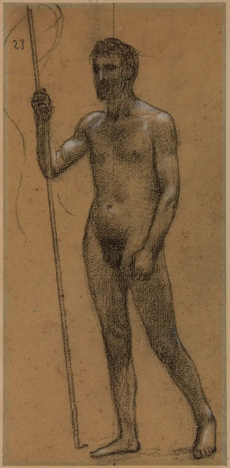 Man sedd framifrån med en stav av Pierre Puvis de Chavannes