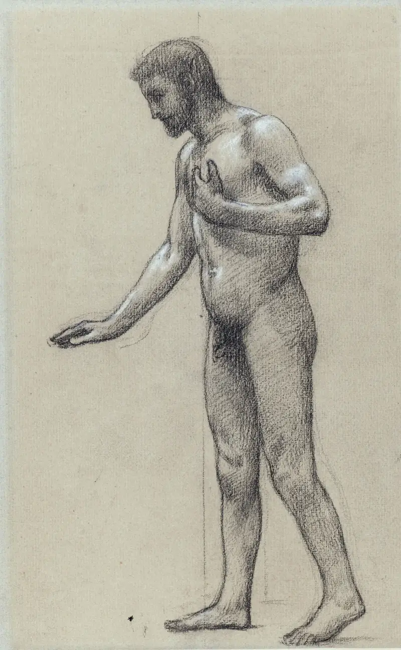 Man i profil till vänster, stående av Pierre Puvis de Chavannes