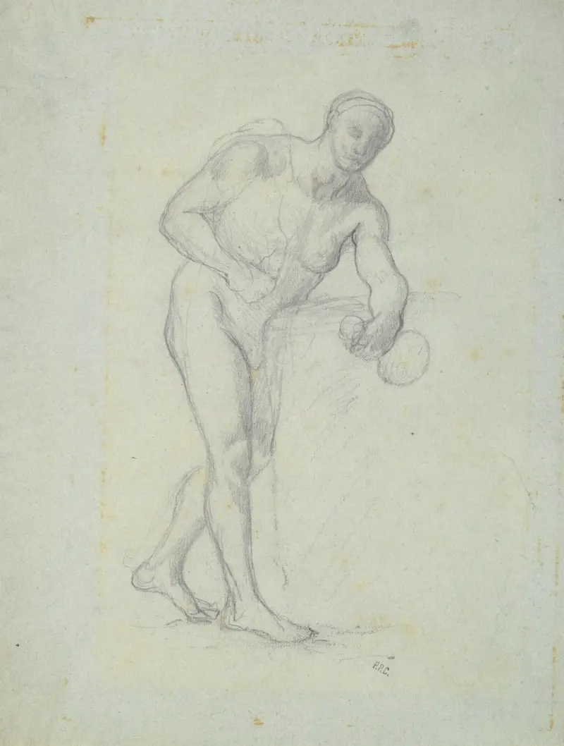 Naken figur med flaska av Pierre Puvis de Chavannes