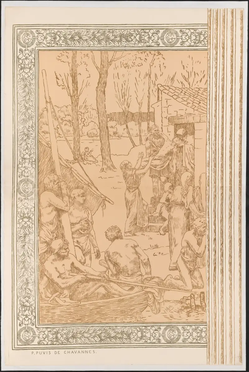 Scen ur S:ta Genevièves liv… Union pour l’Action morale av Pierre Puvis de Chavannes