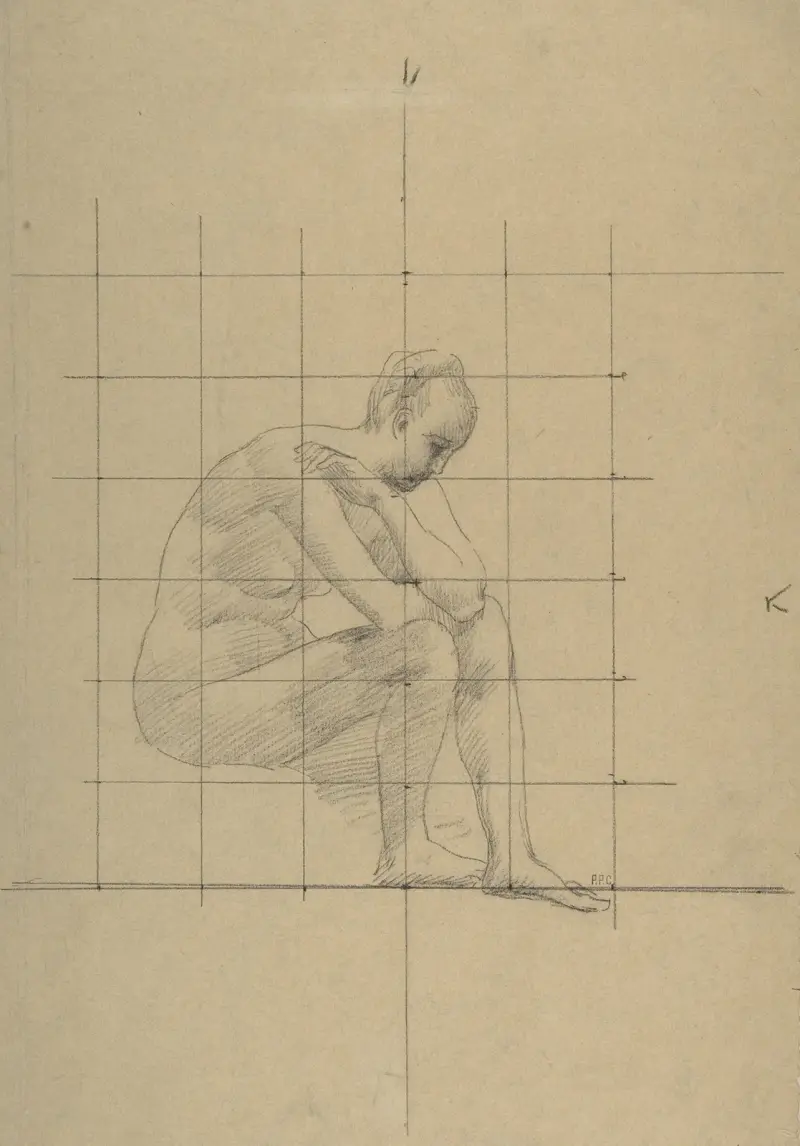 Sittande figur; studie till ”En vision av antiken” av Pierre Puvis de Chavannes