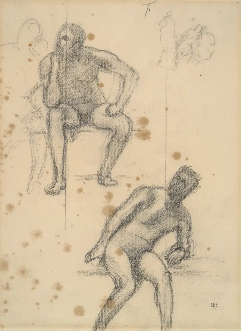 Blad med figurstudier av Pierre Puvis de Chavannes