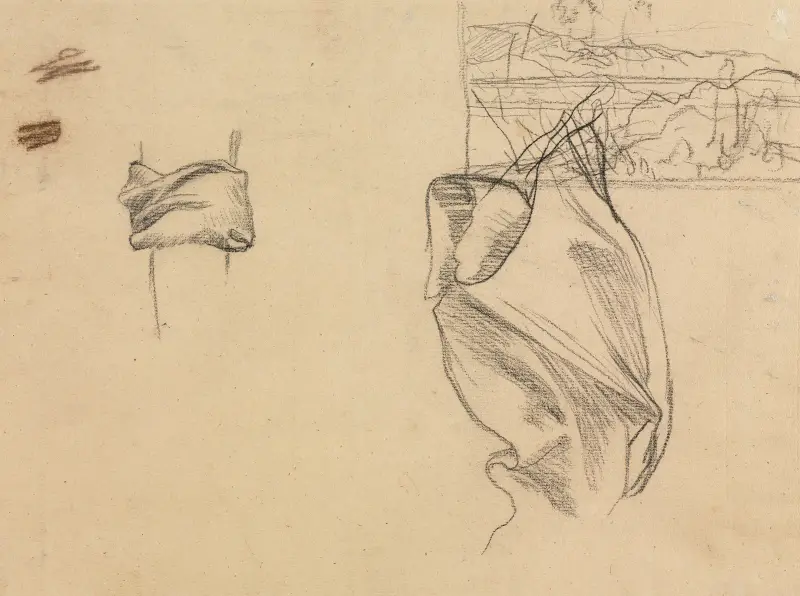 Studies of Drapery and Study of a Landscape (verso) av Pierre Puvis de Chavannes