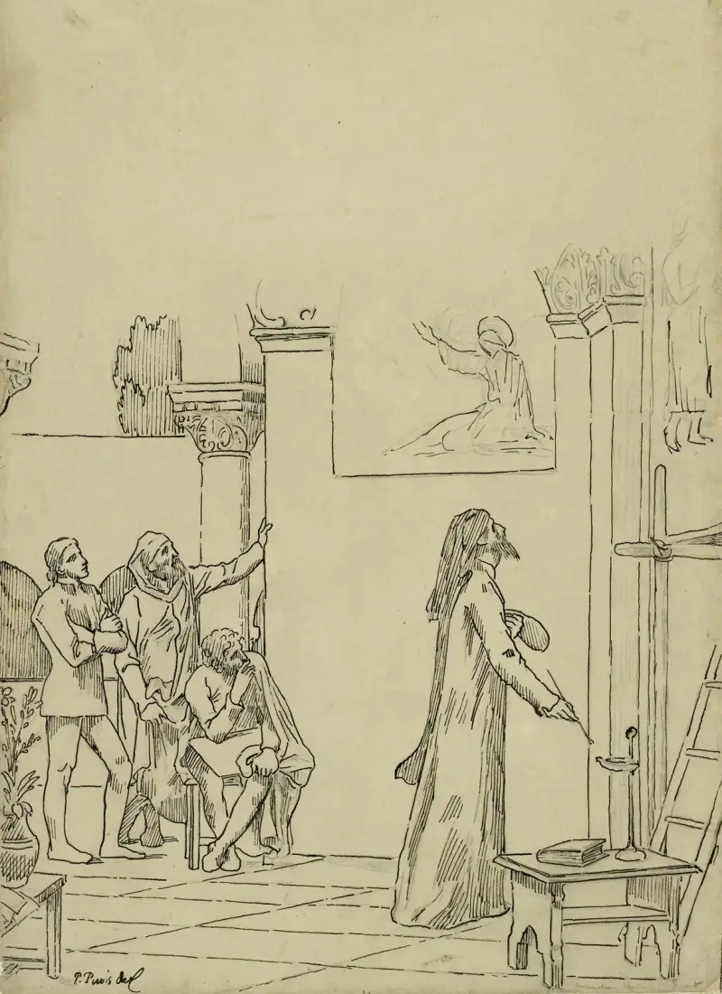 Studie för L'inspiration chrétienne av Pierre Puvis de Chavannes