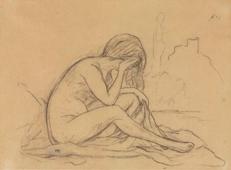 Study of a Female Nude (possibly for an unrealized allegorical painting) (recto) av Pierre Puvis de Chavannes