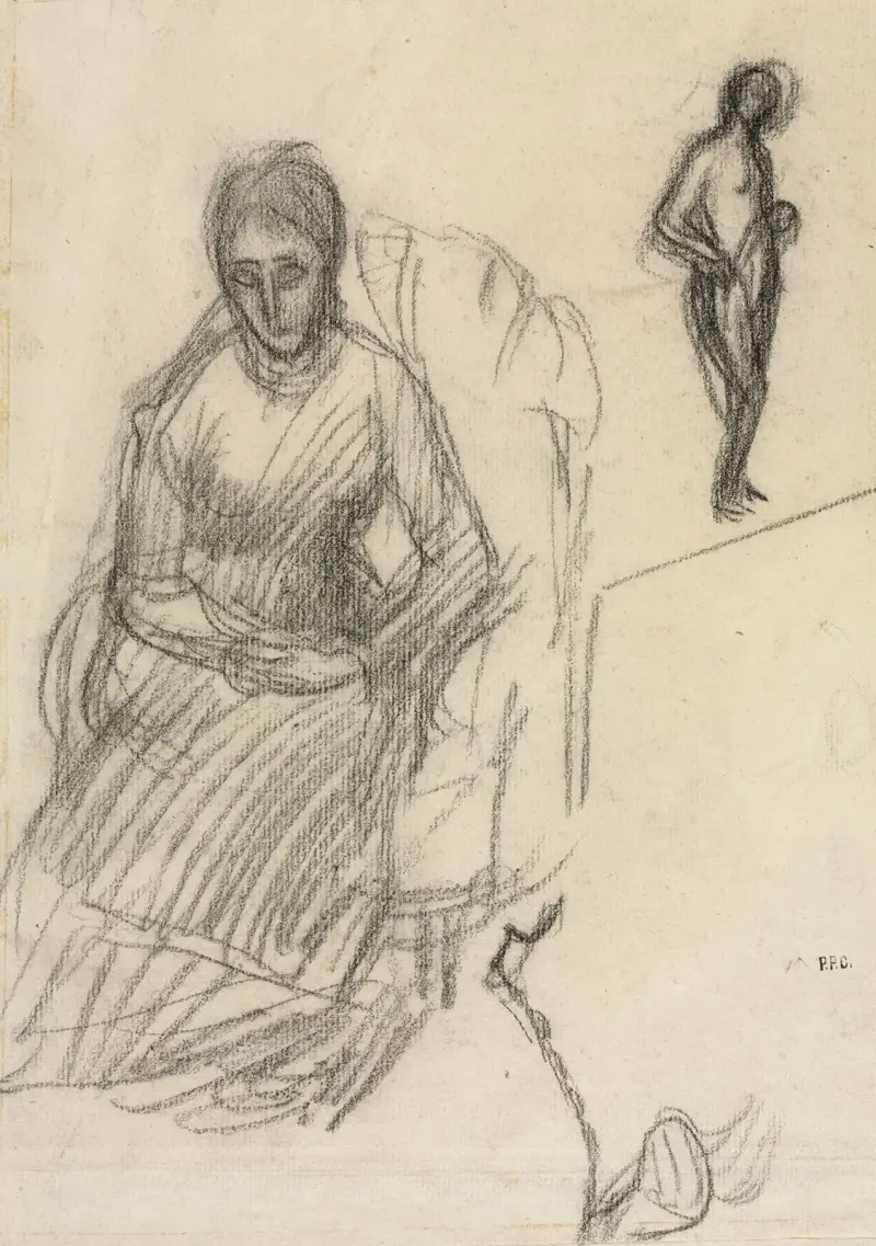 Study of Madame Marie Cantacuzène; Study of Standing Female Nude av Pierre Puvis de Chavannes