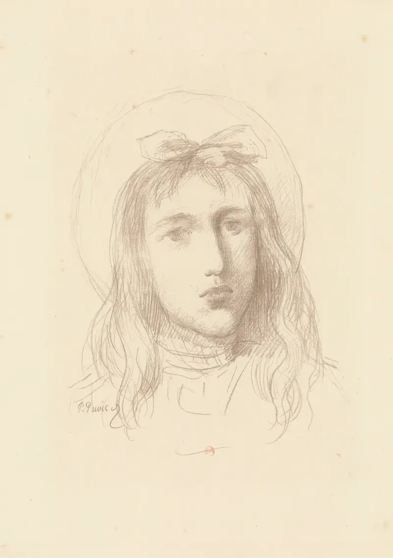 Ung flickas huvud av Pierre Puvis de Chavannes