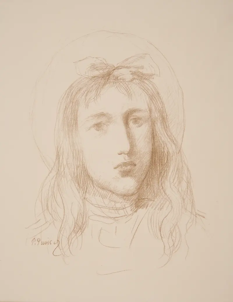 Ung flickas huvud av Pierre Puvis de Chavannes