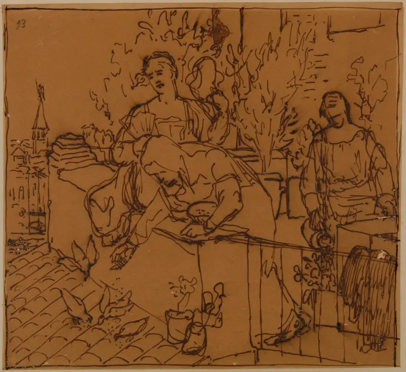 Tre kvinnor på en terrass av Pierre Puvis de Chavannes