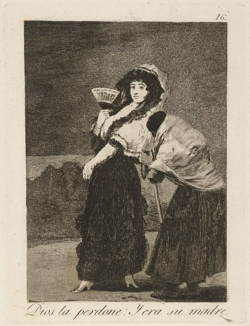 Dios la perdone; Y era su madre. (For heaven’s sake; and it was her mother.) av Francisco de Goya