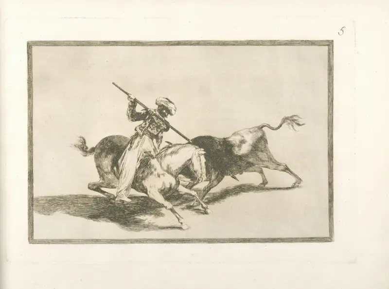 Der mutige Maure Gazul ist der erste, der Stiere nach allen Regeln der Kunst mit der Lanze erstach von Francisco de Goya