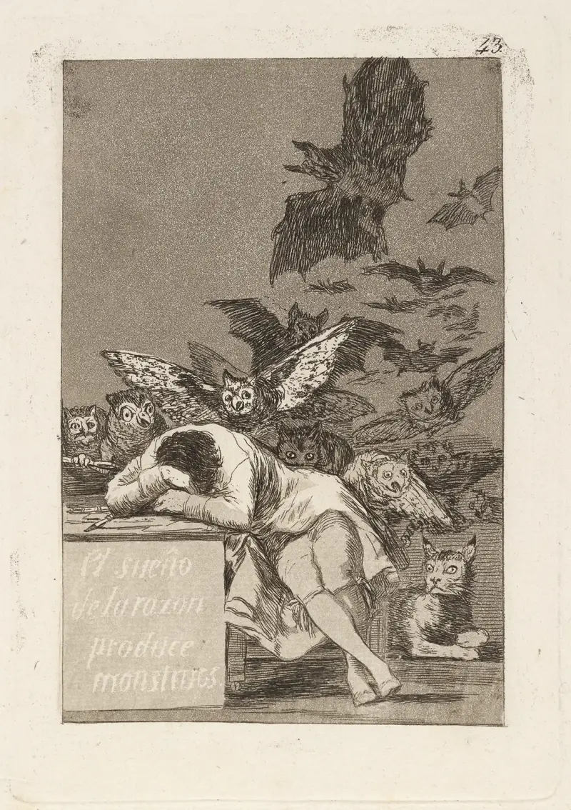 Förnuftets sömn frambringar monster av Francisco de Goya