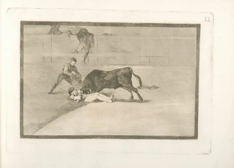 La desgraciada muerte de Pepe Illo en la plaza de Madrid av Francisco de Goya