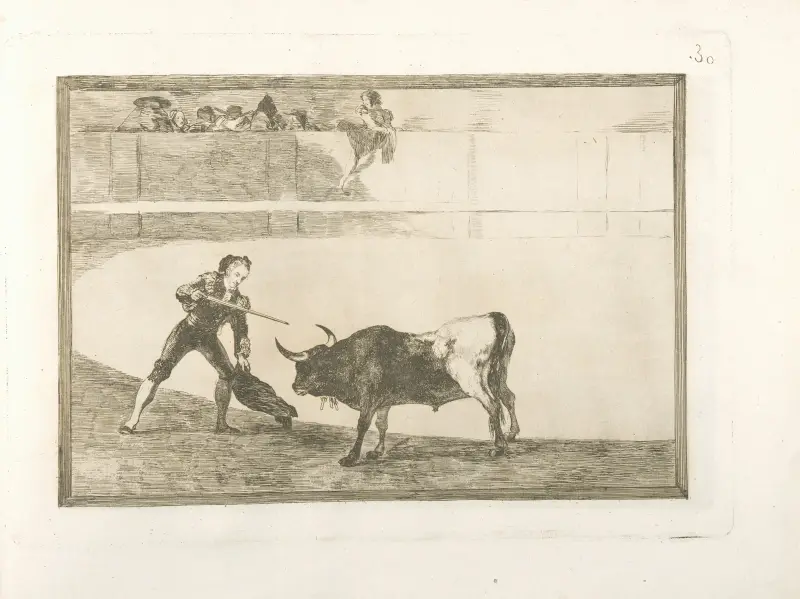 Pepe Romero matando á toro parado av Francisco de Goya