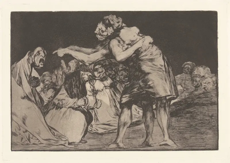 She Who Is Ill Wed Never Misses a Chance to Say So [Disorderly Folly] (La Que Mal Marida Nunca le Falta Que Diga [Disparate Disordenado] [Disparate Matrimonial]) av Francisco de Goya