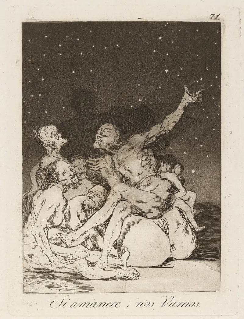 Si amanece; nos Vamos. (Wenn der Tag anbricht, ziehen wir fort.) von Francisco de Goya