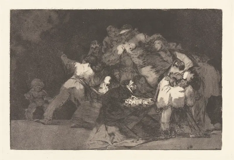 The Claws of a Cat and the Dress of a Devotee-Similar to Vice Is Often Clothed in Virtue’s Habit [General Folly] (Unas de Gato y Habito de Beato [Disparate General]) av Francisco de Goya