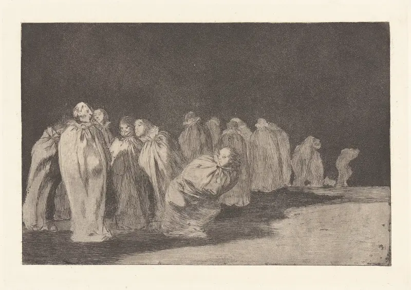 There Is Something beneath the Sackcloth, i.e. You Can’t Judge a Man by His Clothes [The Men in Sacks] (So El Sayal, Hay Al [Los Enscacados]) av Francisco de Goya