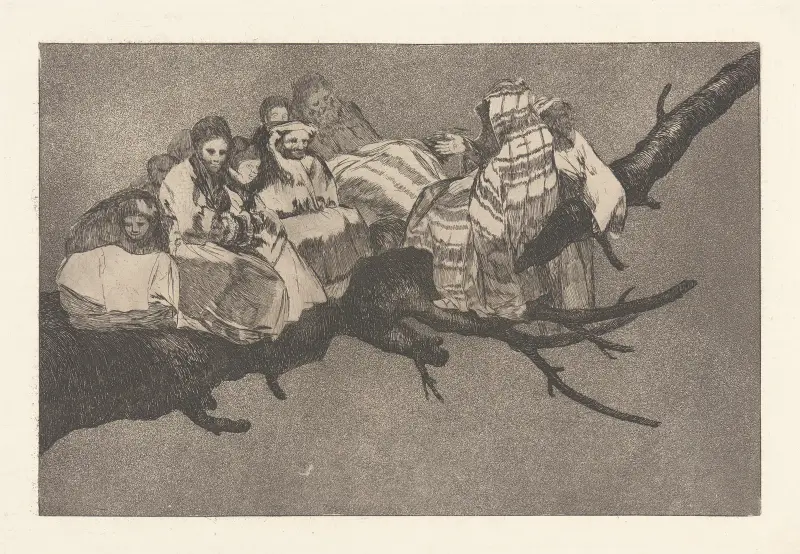 To Go amongst the Branches, i.e. To Talk through One’s Hat [Ridiculous Folly] (Andarse por las Ramas [Disparate Ridiculo]) av Francisco de Goya