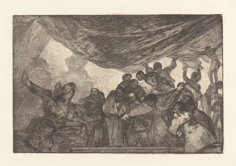 Without Commending Himself either to God or the Devil [Clear Folly] (Sin Recomendarse a Dios ni al Diablo [Disparate Claro]) av Francisco de Goya