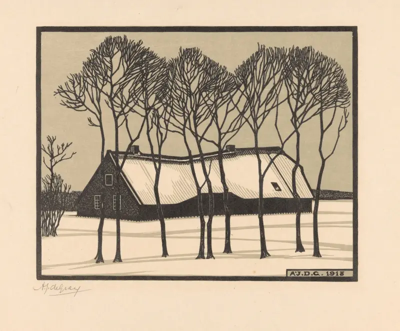 Bauernhof im Schnee, 1918 – Nr. 2 von Julie de Graag