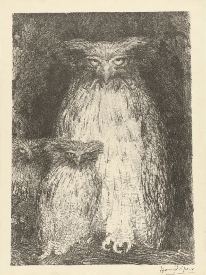 Studie dreier Eulen von Henry de Groux