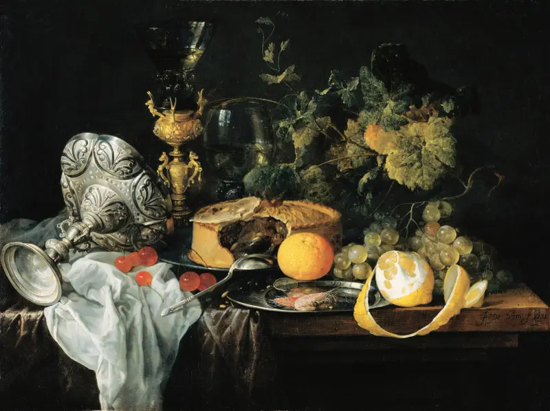 Sumptuous Still Life With Fruits, Pie And Goblets av Jan Davidsz de Heem