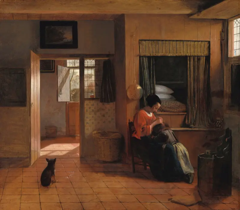 Mor som lusar sitt barn av Pieter De Hooch