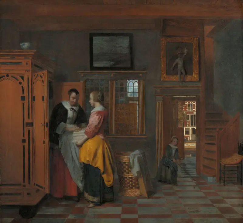 Interior with Women beside a Linen Cupboard av Pieter De Hooch