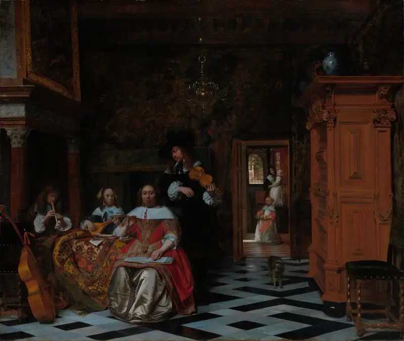 Portrait of a Family Playing Music av Pieter De Hooch