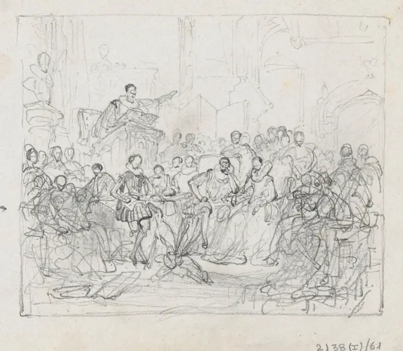 Ärkehertig Albert och Isabella bevistar en lektion av Justus Lipsius av Nicaise De Keyser
