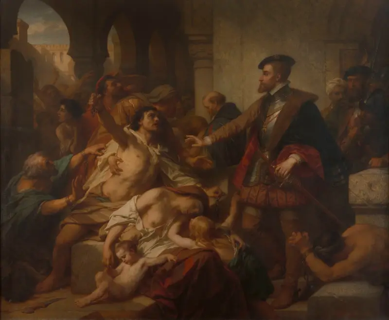 Charles V Frees the Slaves in Tunis, 1873 av Nicaise De Keyser