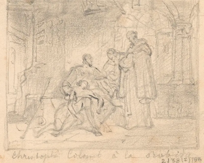 Christopher Columbus och hans sjuka son i klostret La Rábida av Nicaise De Keyser
