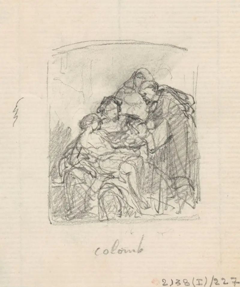 Kristofer Columbus och hans sjuke son i klostret La Rábida av Nicaise De Keyser