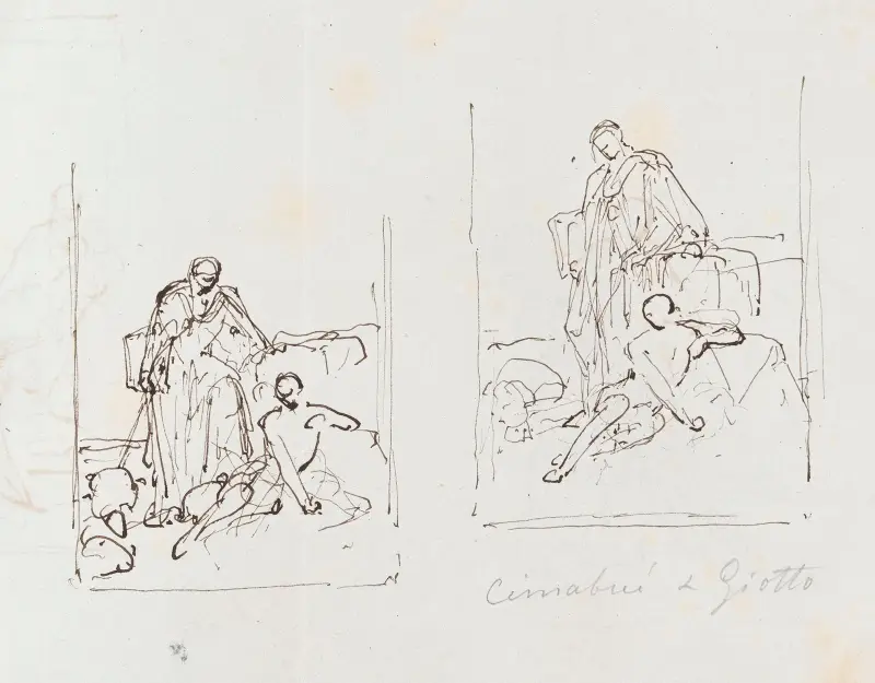 Ciambue and two Studies for ‘Giotto Di Bondone Draws his Sheep in the Sand’ av Nicaise De Keyser