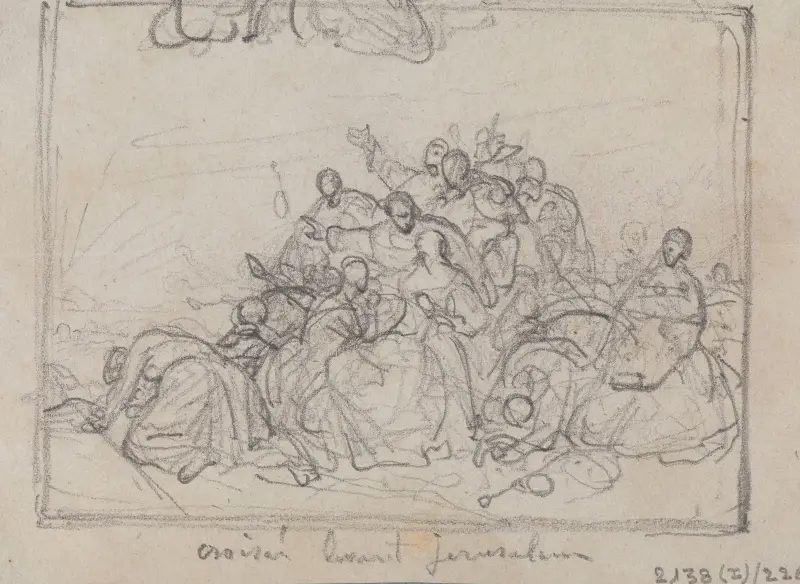 Crusaders in front of Jerusalem av Nicaise De Keyser
