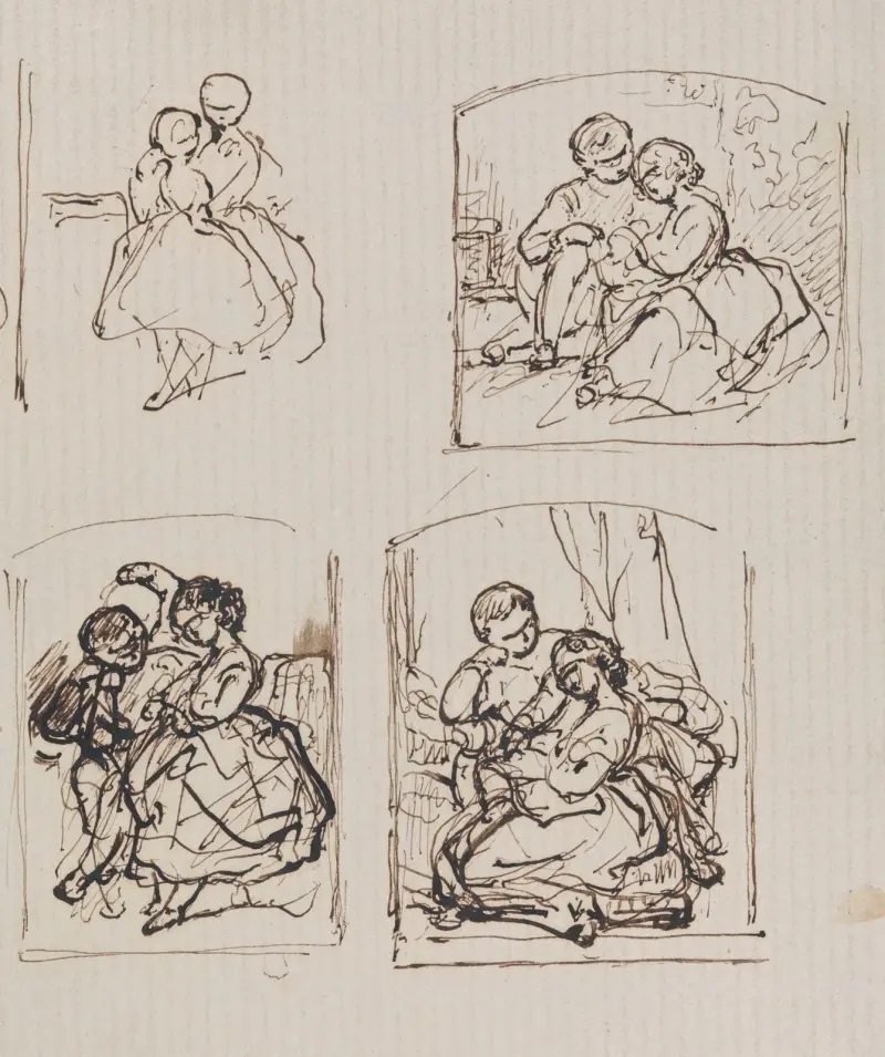 Fyra porträtt av två barn av Nicaise De Keyser