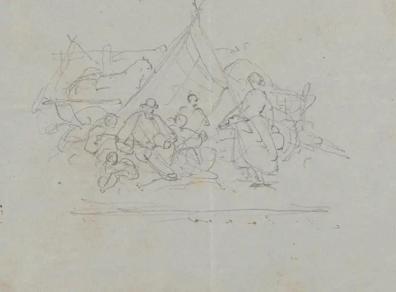 Gruppscen vid ett tält av Nicaise De Keyser