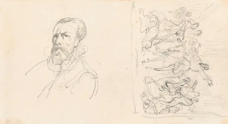 Huvud av en man och scen av Nicaise De Keyser