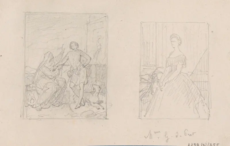 Historisk scen och porträtt av madame De Pret av Nicaise De Keyser