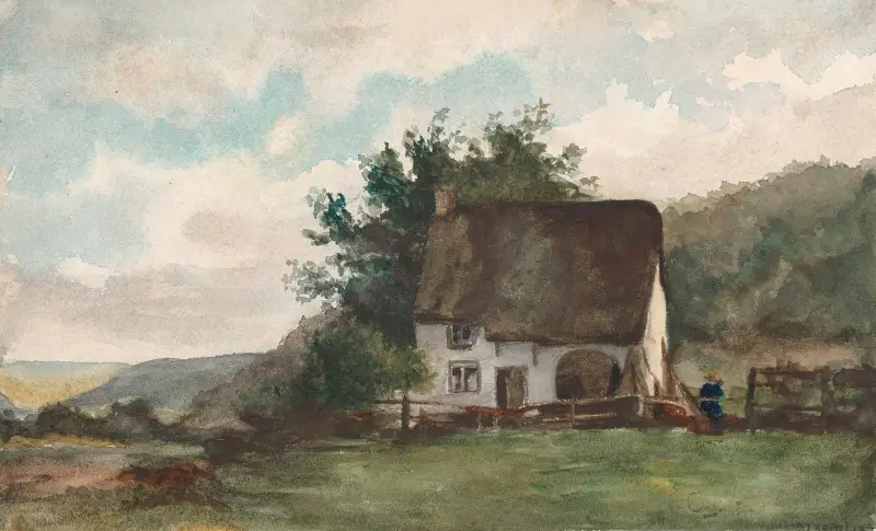 Landskap med hus 2 av Nicaise De Keyser