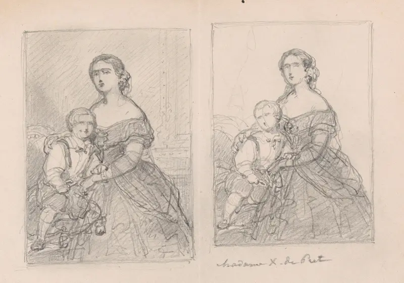 Madame X. de Pret and a Portrait Study av Nicaise De Keyser