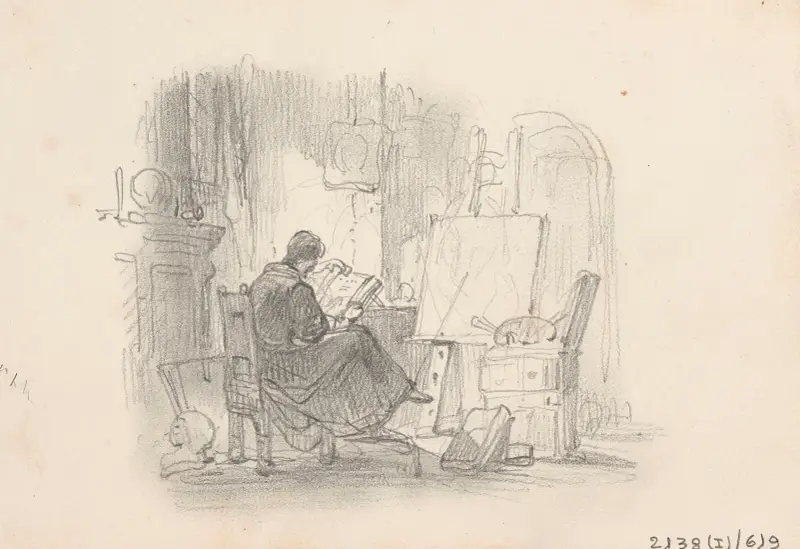 Čtoucí muž v malířově ateliéru, Nicaise De Keyser